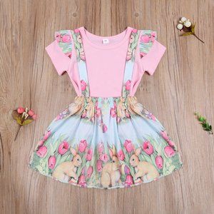 Easter Bunny Rabbit Girls Suspender Skirt Outfit